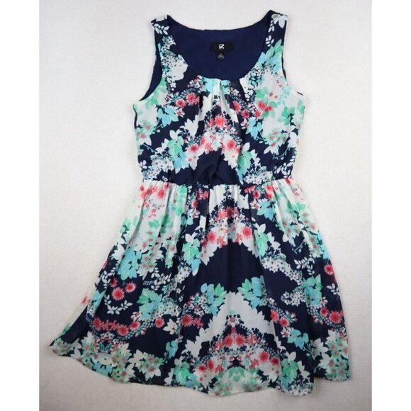 IZ BYER - WOMEN'S BLUE FLORAL PRINT FIT & FLARE DRESS - SIZE S - Picture 3 of 9